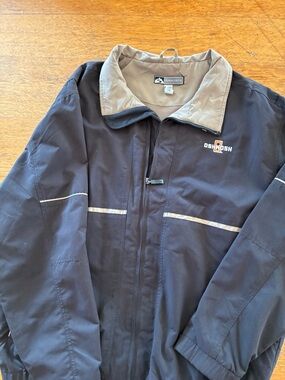 OshKosh B'gosh Men's Dark Blue Raincoat with Tan Collar